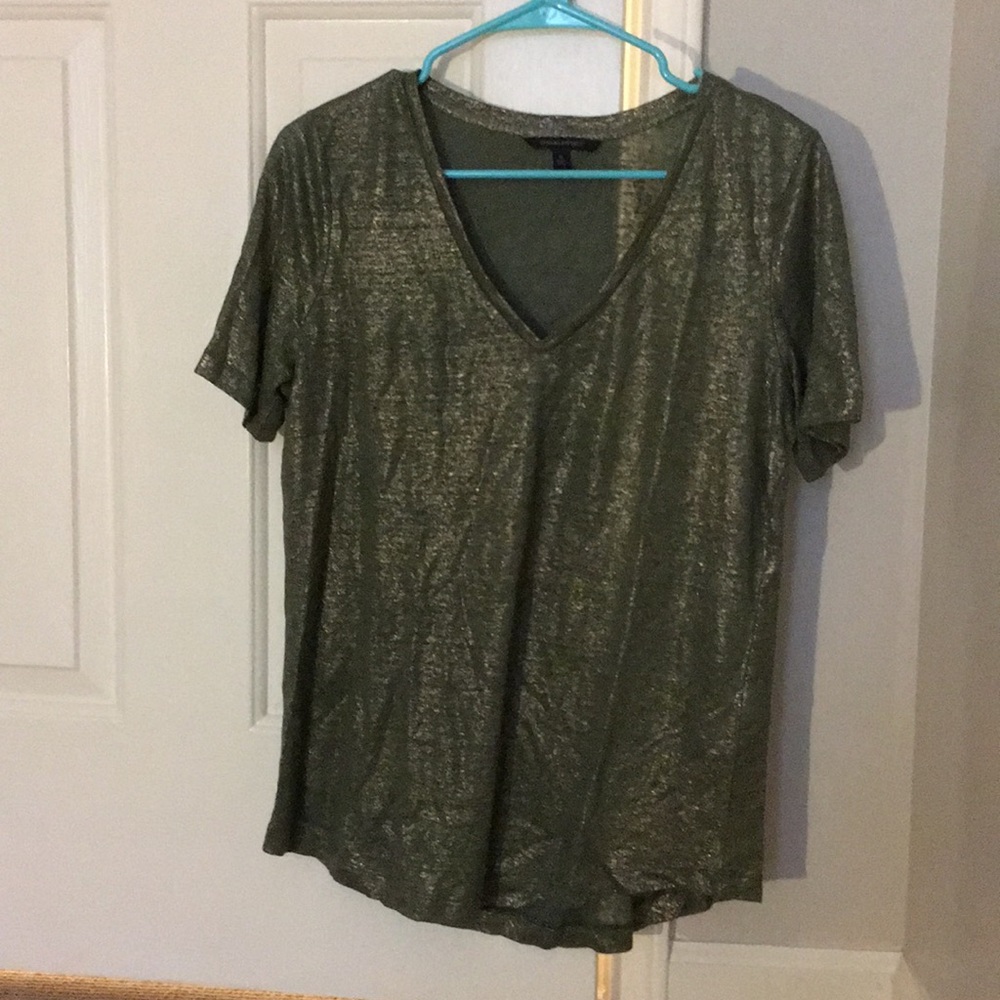 Banana Republic Sparkly Green and Gold Tee